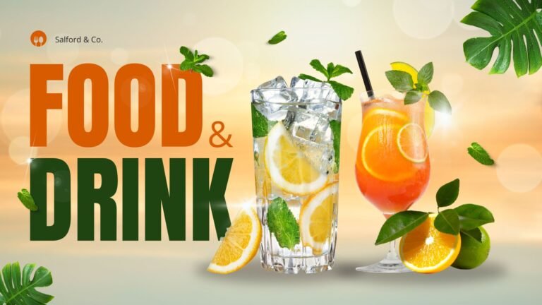 Green Orange Floral Food And Drink Presentation